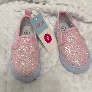 Cat & Jack Pink Glitter Kids Slip-On Shoes